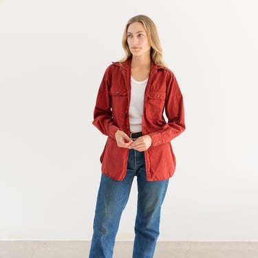 Vintage Overdye Tomato Red Button Up Shirt | Cotton Simple Blouse | XS S | 