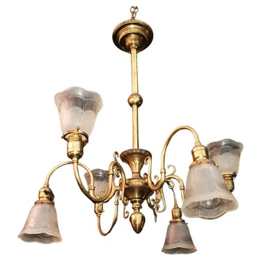 Elegant 1920's brass chandelier