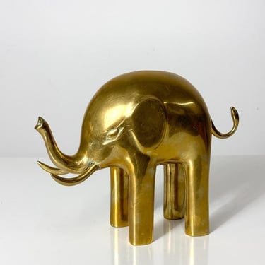 Vintage Stylized Brass Elephant Decorative Sculpture by Dolbi Cashier 1980s 