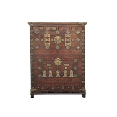 Vintage Korean Style Accent Storage Cabinet Metal Hardware Detail ws4514E 