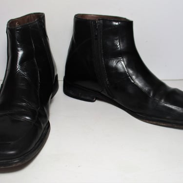 Mens Ankle Boots, Vintage 1980s, Stacy Adams Boots, Black Leather, Size 7M Men, Vintage Shoes 