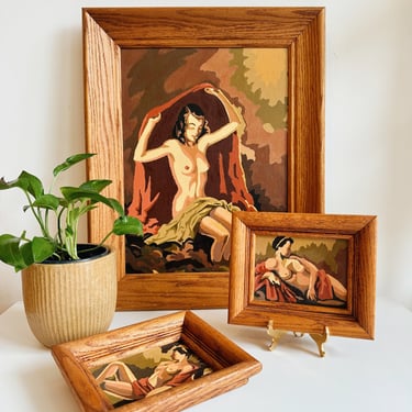 Vintage paint by number framed nudes