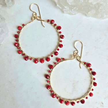 James + Jezebelle | Red Coral Wrapped Hoops