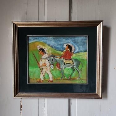 Carlos Lopez Ruiz original painting framed art The Flight into Egypt 