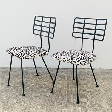 Wrought Iron Chair with Cheetah Fabric