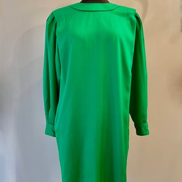 1980s Stanley Sherman Emerald Green Shift Dress 