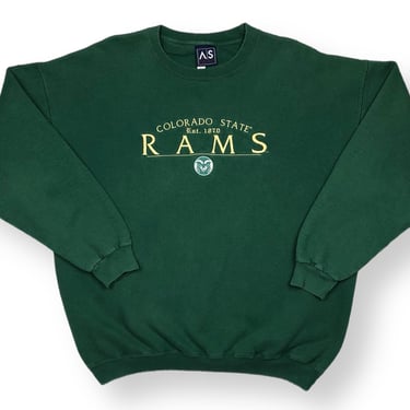 Vintage 90s Colorado State University Rams Embroidered Collegiate Crewneck Sweatshirt Pullover Size Large 