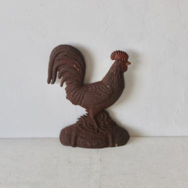 Adirondack Style Large Cast Iron Rooster Doorstop Vintage 