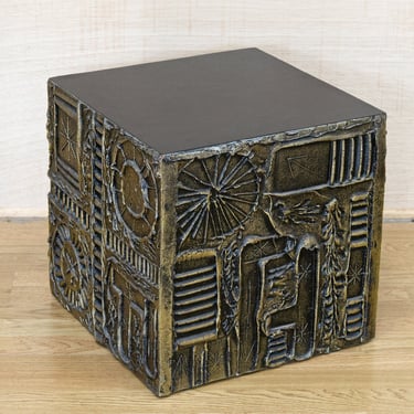 Mid Century Modern Pearsall Brutalist Cube Table Pedestal Paul Evans Style 