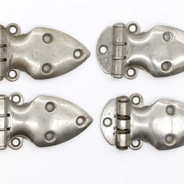 Set of 4 National Lock Co. Nickel Plated Brass Ice Box Hinges