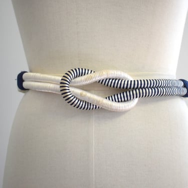 1980s Navy and White Cord Knot Belt 
