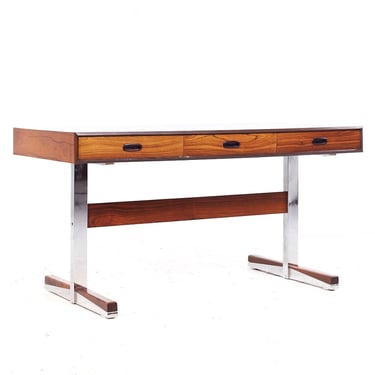 Maurice Villency Mid Century Danish Rosewood and Chrome Desk - mcm 