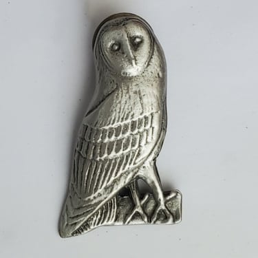 Vintage Pewter Owl Lapel Pin - Vi tage Accessories - Animal Art 