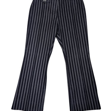 Derek Lam - Navy Velvet & Cotton Striped Crop Flare Trousers Sz 4