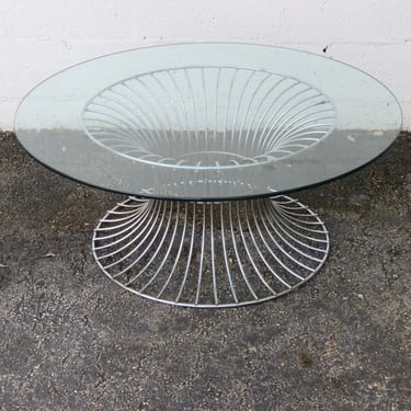 Mid Century Modern Wire Chrome Glass Top Coffee Table 5008
