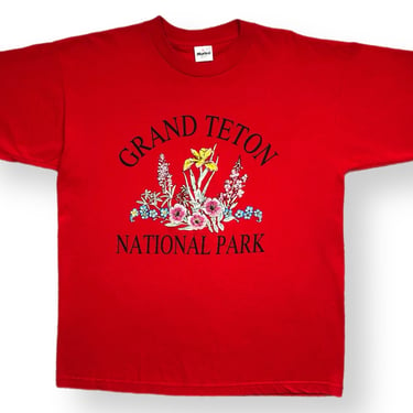 Vintage 80s/90s Grand Teton National Park Wyoming Wildflowers Graphic Destination/Souvenir Style T-Shirt Size XL 