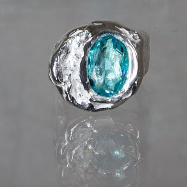 Simuero Lago Ring - Silver/Aquamarine