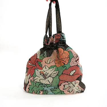 60s Floral Candy Dot drawstring bag 