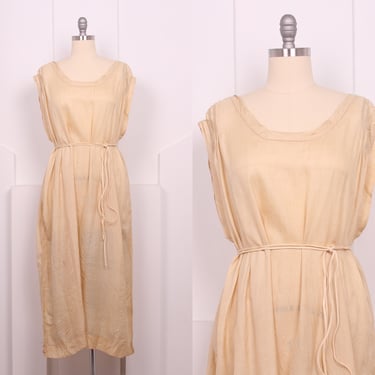 Vintage 1920s Ivory Silk Sheath • 20s Deco Silk Slip Dress/liner • Size XL/XXL 