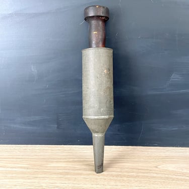 Sausage stuffer - tin body and wooden plunger - rustic vintage kitchen 