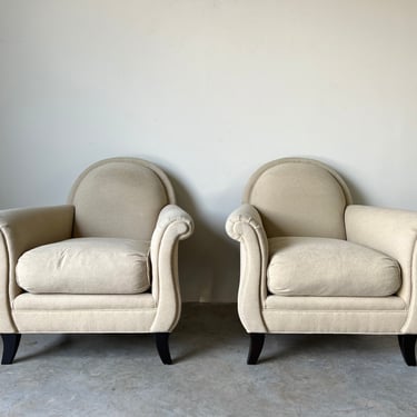 Modern Swaim Arm Lounge Chairs - a Pair 