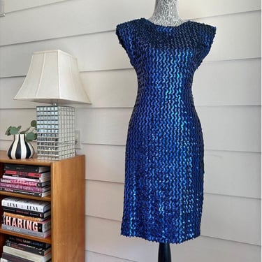 Vintage Blue Sequin Dress | Sequin Mini Dress | Chappell Roan | 80s Dress | Disco Glam 