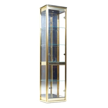 Mastercraft Style Mid Century Brass and Glass Display Case - mcm 