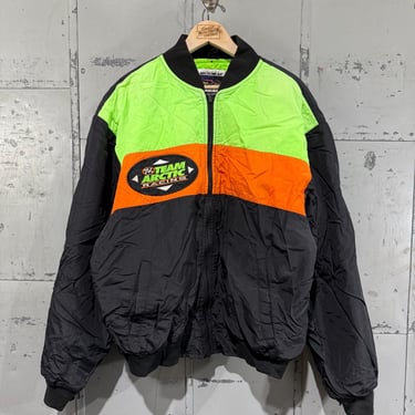 Vintage 90s Arctic cat color blocked Bomber Jacket 1990s Nylon snowmobile jacket 