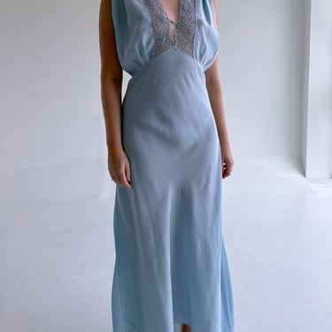1930's Sky Blue Silk Slip Dress