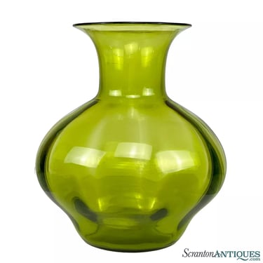 Mid-Century Large Light Green Art Glass Bulbous Vase