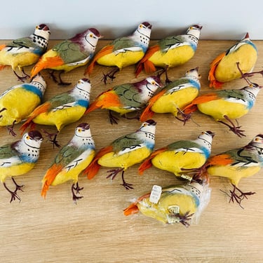 Vintage Dexter Birds Cotton Spun Christmas Ornaments - Lot of 16 