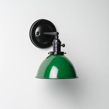 Factory 2nds, Clearance Wall Sconce Lighting with Green Metal Dome Shade 