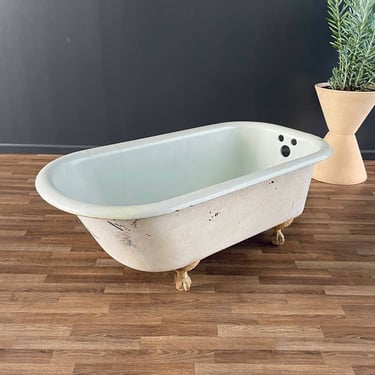 Vintage Porcelain & Iron Bath Tub with Claw Feet, c.1930’s 