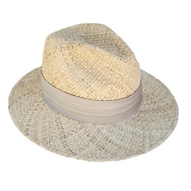 Woven Dorfman Pacific RAFFIA Brown Tan Straw Wide Brim Hat Mens L Golf Beach M11 