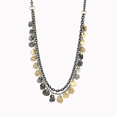 Two-Tone Double Chain Kelp Disc Necklace