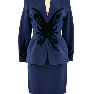 Thierry Mugler Velvet Applique Skirt Suit