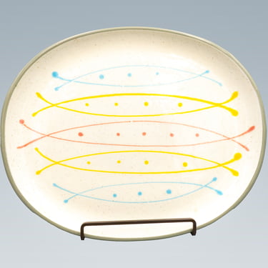 Harker Pottery Seascape Oval Serving Platter, 13 Inch | Vintage Mid Century Modern Dinnerware | Harkerware Stone China Serveware 