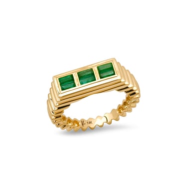 Fluted Colorblock Ring in Emerald (By Special Order)