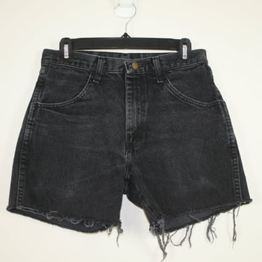 Vintage 1990s Black High Waist Denim Shorts, Size 29 Waist 