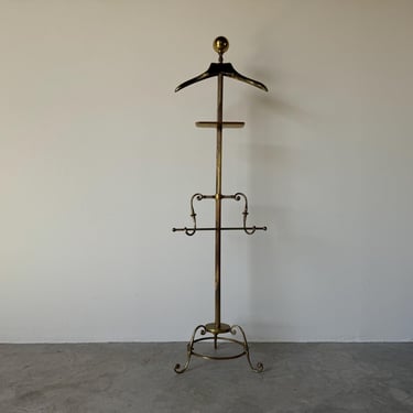 1970s Mid Century Brass Gentleman's Valet Coat Rack by Glo-Mar Art Works 