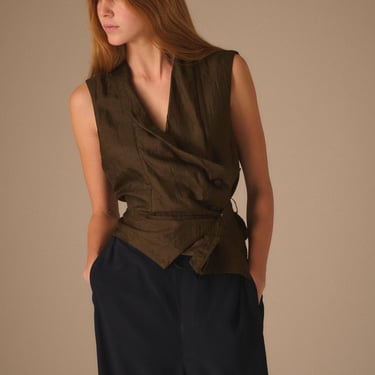 1980s Issey Miyake Olive Waistcoat