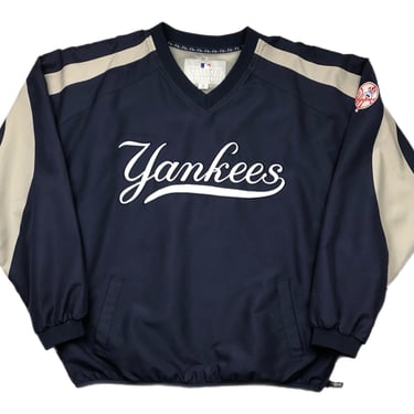 Vintage 90s/Y2K Majestic New York Yankees Baseball Embroidered MLB Windbreaker Pullover Jacket Size XL 