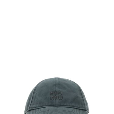 Miu Miu Women Dark Grey Cotton Baseball Cap