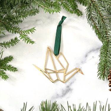 Brass Origami Crane Ornament