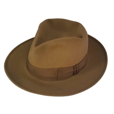 1940's Indiana Jones Fedora Royal Stetson Fur Gangster Hat 7 1/4 Camel Khaki Tan 