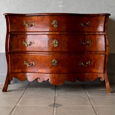 18th C. Danish Rococo Elmwood Bombé Chest Circa 1770