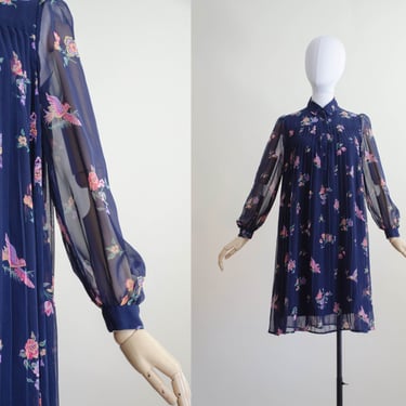 pleated baby doll dress | navy floral dress 