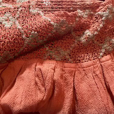 Terracotta Gauzy Cotton and Embroidered Lace Baby Dolly Dress S/M