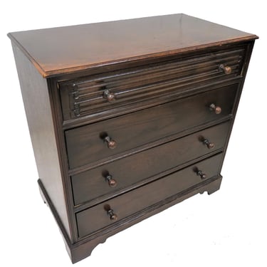 Oak Wood Chest | Antique English Dark Oak Four Drawers Chest 