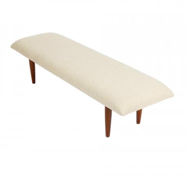 1960s Upholstered Bench with Teak Legs
